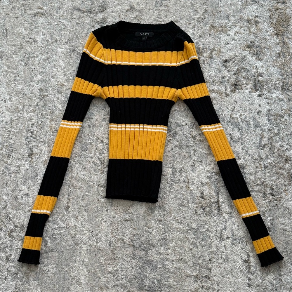 Papaya Black and Gold Striped Sweater